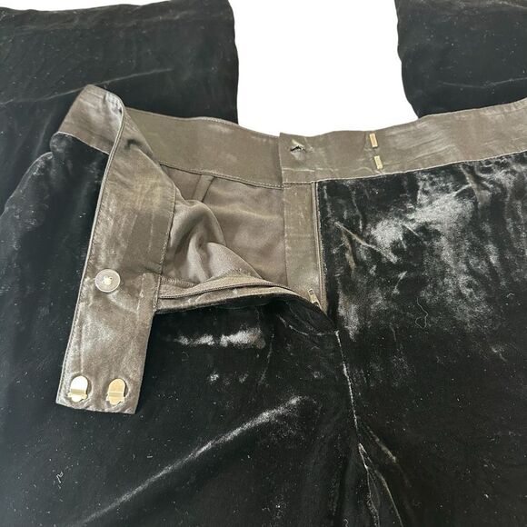 Janeville Black Velvet Silk Trouser Pants, 14 - Picture 6 of 12